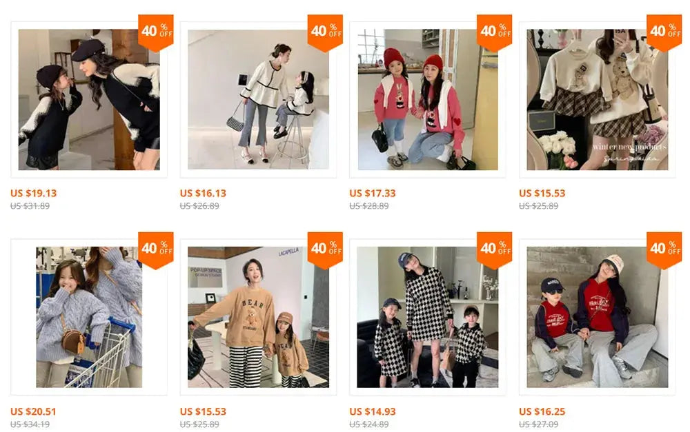 Family Thick Mother Children Suit Warm Winter Korean Fashion Women Daughter Son Matching Coat Baby Clothes Zipper Sets Jacket - Mein Shop