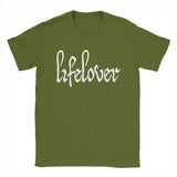Men's T-Shirt Lifelover White Solid Logo Fun Pure Cotton Tee Shirt Short Sleeve T Shirt Crew Neck Tops 6XL
