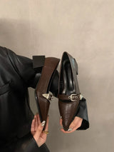 2025 Women Shoe Fashion Pointed High Heel Single Shoe Trend New Retro Spring Belt Buckle French Elegant Banquet Dress Shoes