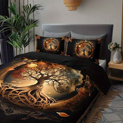 2/3pcs Tree of Life Mystical Universe Four Seasons Duvet Cover Set, 1 Duvet Cover + 1/2 Pillowcases (No Insert), High-Definition Print for All Seasons, Home &amp; Dorm, Cozy Bedding, Bedroom Set, Universe Theme, Mystical Design,