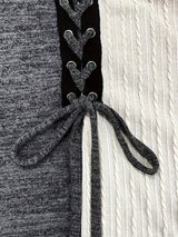 Women's Elegant Long Sleeve Top - Contrast Color Block Design with Asymmetrical Hem, Stretchy Mid-Weight Fabric & Machine Washable, All-Season Versatile Casual to Dressy Wear