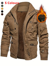 Men'S Thickened Warm Mid-Length Heavyweight Jacket with Detachable Hood - Multiple Zippered Pockets, Casual Outdoor Workwear, Polyester Lined, Button-Up Front, Regular Fit for Cold Weather, Winter Outerwear | Functional Desig