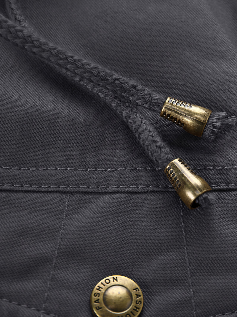 Men'S Thickened Warm Mid-Length Heavyweight Jacket with Detachable Hood - Multiple Zippered Pockets, Casual Outdoor Workwear, Polyester Lined, Button-Up Front, Regular Fit for Cold Weather, Winter Outerwear | Functional Desig