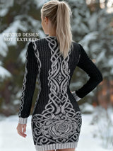 Women's Viking Tribe print V-neck Viking Dress - Cinched Waist Bodice &, Machine Washable Historical Costume for Themed Parties, Viking Weddings, Renaissance Fairs - All-Season Elegant Norse Attire