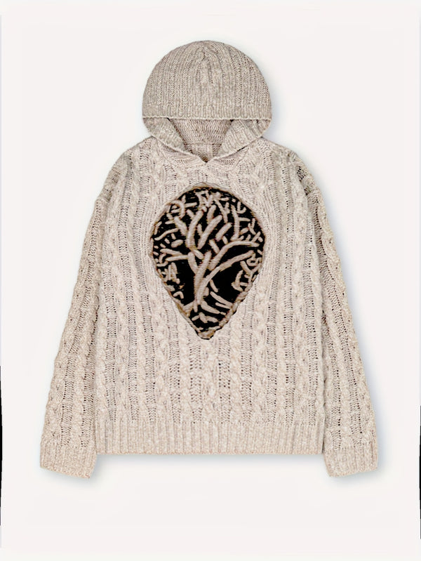 Women'S Vintage-Inspired Tree of Life Hooded Sweatshirt - Soft Pullover with Intricate Tree Design, Cozy Winter Sweater for Everyday & Formal Outfits