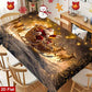 1pc Elegant Christmas Tablecloth with Golden Snowflake & Santa Claus Design - Luxury Rectangular Holiday Table Cover for Dining, Parties, Home Decor - Durable Polyester Fabric, Machine-made, Perfect For Christmas & New Year C