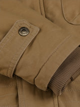 Men'S Thickened Warm Mid-Length Heavyweight Jacket with Detachable Hood - Multiple Zippered Pockets, Casual Outdoor Workwear, Polyester Lined, Button-Up Front, Regular Fit for Cold Weather, Winter Outerwear | Functional Desig