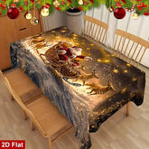 1pc Elegant Christmas Tablecloth with Golden Snowflake & Santa Claus Design - Luxury Rectangular Holiday Table Cover for Dining, Parties, Home Decor - Durable Polyester Fabric, Machine-made, Perfect For Christmas & New Year C