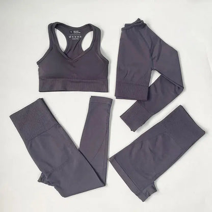 High Waist Elastic Seamless Yoga Wear Women Fitness Clothes Gym Clothing Workout Set Long Sleeve Crop Top Leggings Sports Suit - Mein Shop