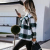 Shirts For Women Plaid Long Sleeve Button Up Shirt Collared Tops And Blouse 2024 Autumn Spring Fashion Loose Casual Black White - Mein Shop