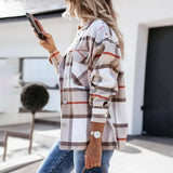 Shirts For Women Plaid Long Sleeve Button Up Shirt Collared Tops And Blouse 2024 Autumn Spring Fashion Loose Casual Black White - Mein Shop
