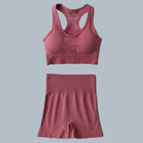 High Waist Elastic Seamless Yoga Wear Women Fitness Clothes Gym Clothing Workout Set Long Sleeve Crop Top Leggings Sports Suit - Mein Shop