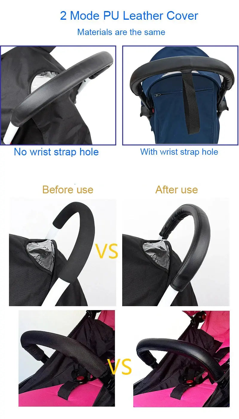Baby Stroller Accessories leather Protective Case Cover and Armrest Bumper Bar Handrail Handle for Babyzenes Yoyo Yoya+ Pram - Mein Shop