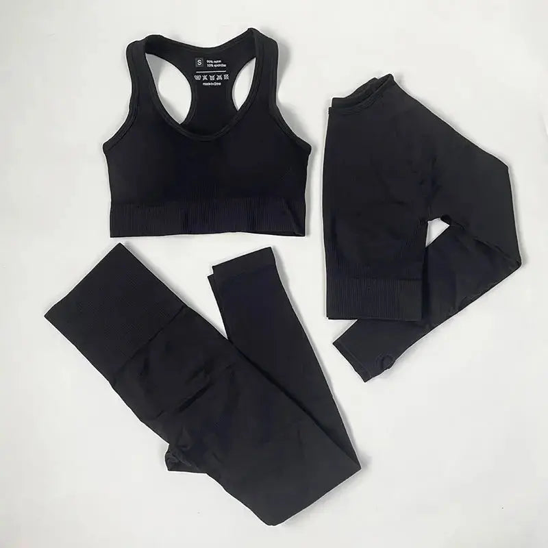 High Waist Elastic Seamless Yoga Wear Women Fitness Clothes Gym Clothing Workout Set Long Sleeve Crop Top Leggings Sports Suit - Mein Shop