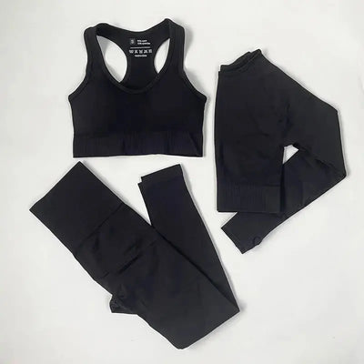 High Waist Elastic Seamless Yoga Wear Women Fitness Clothes Gym Clothing Workout Set Long Sleeve Crop Top Leggings Sports Suit - Mein Shop