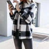 Shirts For Women Plaid Long Sleeve Button Up Shirt Collared Tops And Blouse 2024 Autumn Spring Fashion Loose Casual Black White - Mein Shop