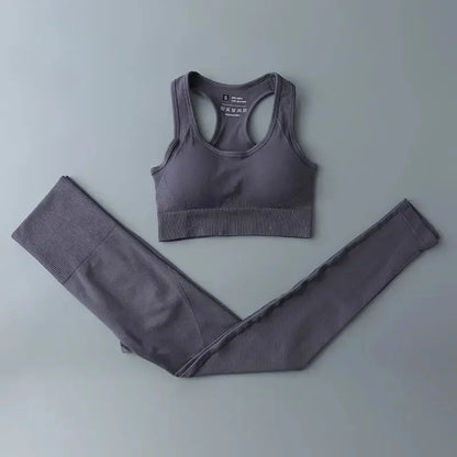 High Waist Elastic Seamless Yoga Wear Women Fitness Clothes Gym Clothing Workout Set Long Sleeve Crop Top Leggings Sports Suit - Mein Shop