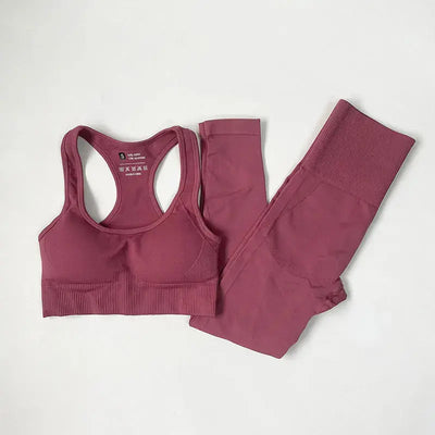 High Waist Elastic Seamless Yoga Wear Women Fitness Clothes Gym Clothing Workout Set Long Sleeve Crop Top Leggings Sports Suit - Mein Shop