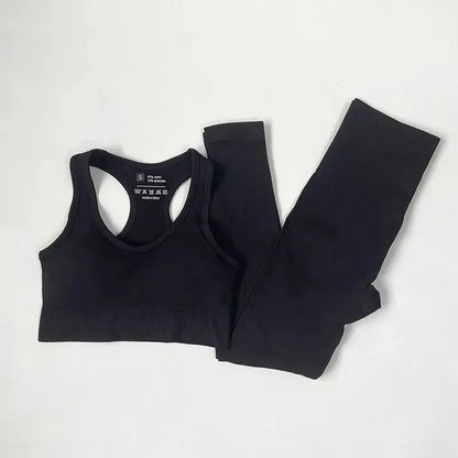 High Waist Elastic Seamless Yoga Wear Women Fitness Clothes Gym Clothing Workout Set Long Sleeve Crop Top Leggings Sports Suit - Mein Shop