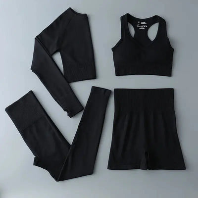 High Waist Elastic Seamless Yoga Wear Women Fitness Clothes Gym Clothing Workout Set Long Sleeve Crop Top Leggings Sports Suit - Mein Shop