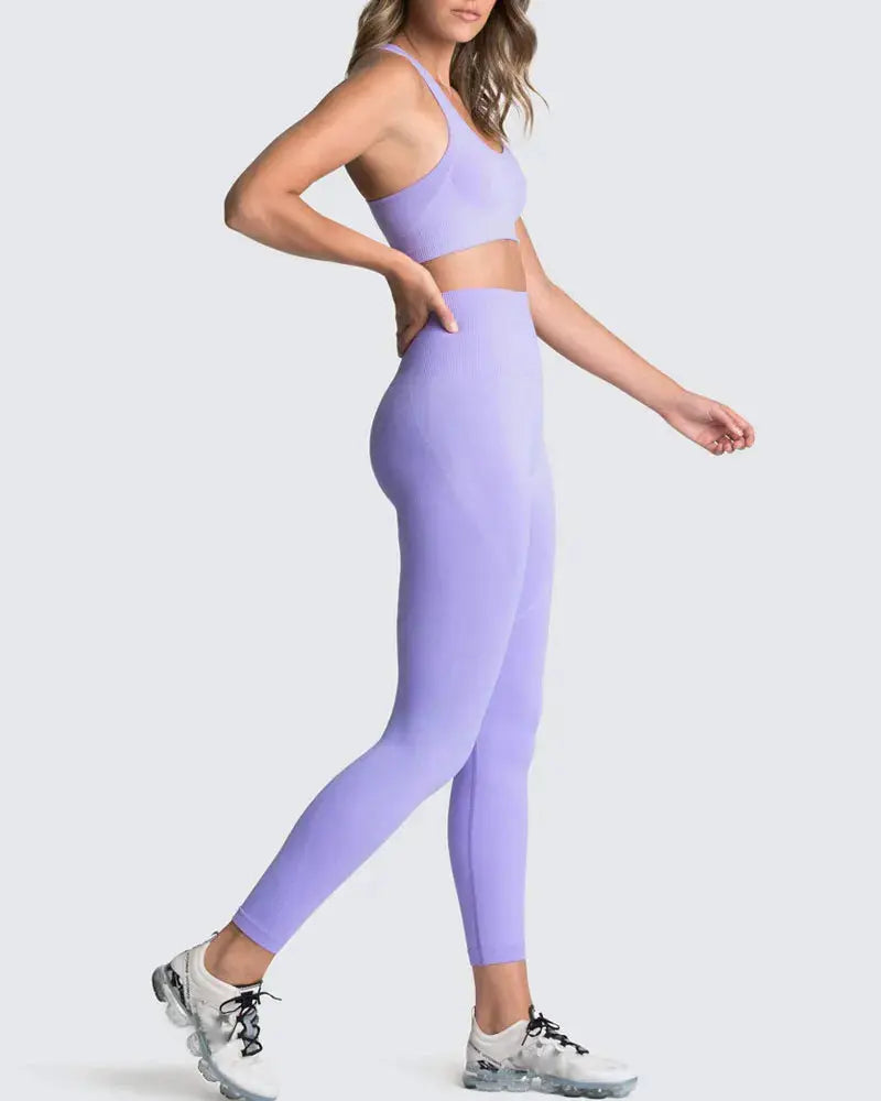 High Waist Elastic Seamless Yoga Wear Women Fitness Clothes Gym Clothing Workout Set Long Sleeve Crop Top Leggings Sports Suit - Mein Shop