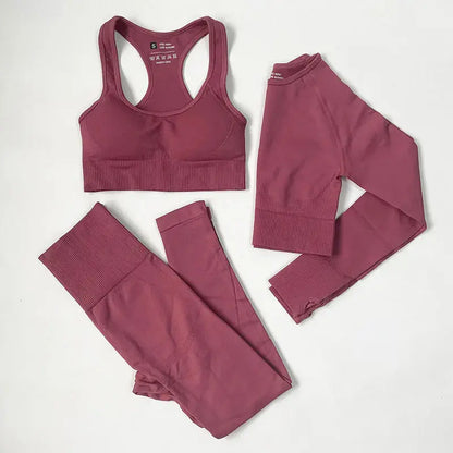 High Waist Elastic Seamless Yoga Wear Women Fitness Clothes Gym Clothing Workout Set Long Sleeve Crop Top Leggings Sports Suit - Mein Shop