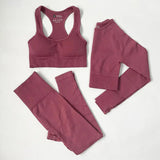 High Waist Elastic Seamless Yoga Wear Women Fitness Clothes Gym Clothing Workout Set Long Sleeve Crop Top Leggings Sports Suit - Mein Shop