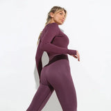 High Waist Elastic Seamless Yoga Wear Women Fitness Clothes Gym Clothing Workout Set Long Sleeve Crop Top Leggings Sports Suit - Mein Shop
