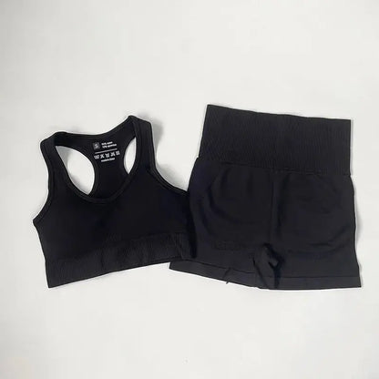 High Waist Elastic Seamless Yoga Wear Women Fitness Clothes Gym Clothing Workout Set Long Sleeve Crop Top Leggings Sports Suit - Mein Shop