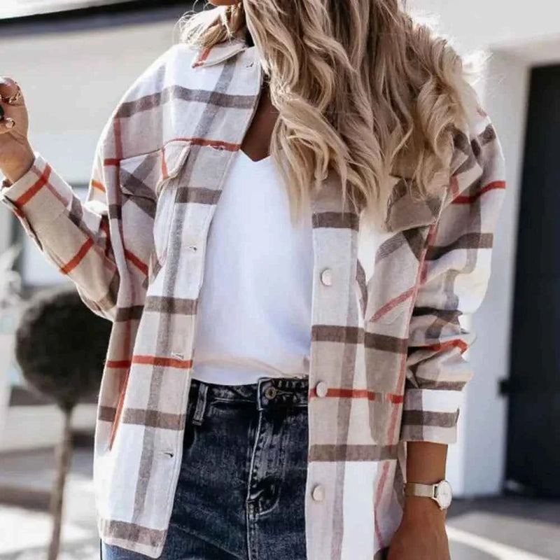 Shirts For Women Plaid Long Sleeve Button Up Shirt Collared Tops And Blouse 2024 Autumn Spring Fashion Loose Casual Black White