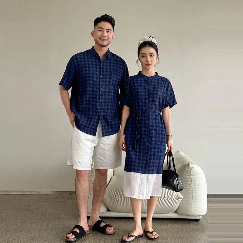 Family Matching Clothes Boy Girl Outfit Set Father and Son Shirt Shorts Suit Mother and Daughter Dress Same Girl Blouse Dress - Mein Shop