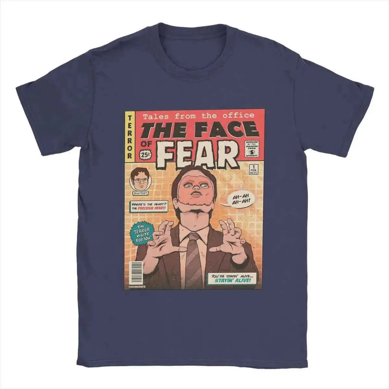 Men T-Shirts The Office Face Fear Dwight Fun Pure Cotton Tees Short Sleeve T Shirt Round Collar Clothes New Arrival