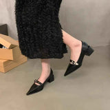 2025 Women Shoe Fashion Pointed High Heel Single Shoe Trend New Retro Spring Belt Buckle French Elegant Banquet Dress Shoes