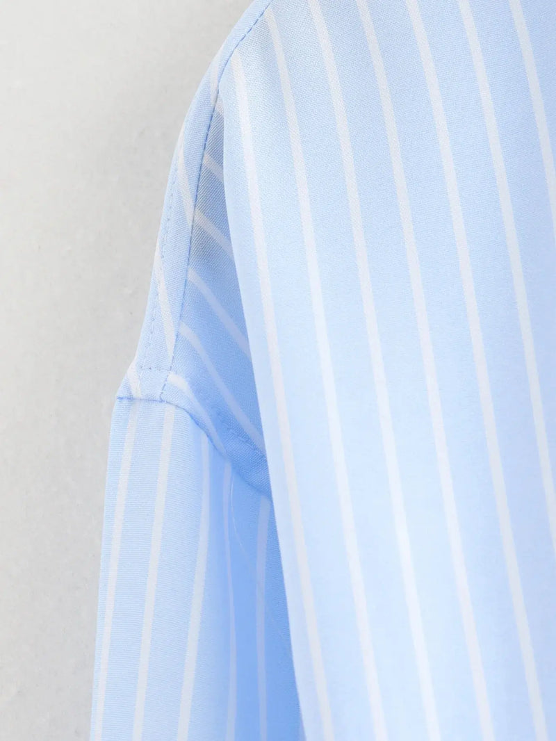 Women's Striped Blouse Multicolored Shirt Office Female's Top 2024 Summer Solid Shirt Elegant Comfortable Loose Fitting Shirts - Mein Shop