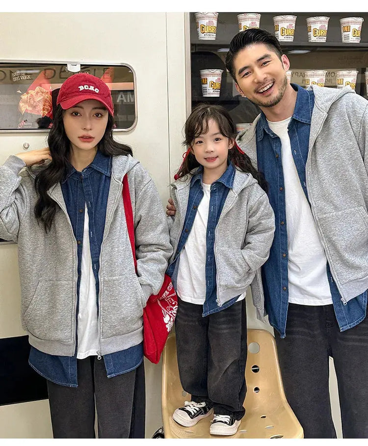 Winter Family Warm Jacket Parent-child Clothes Korea Fashion Father Mother and Daughter Son Baby Matching Thick Coat with Hooded - Mein Shop