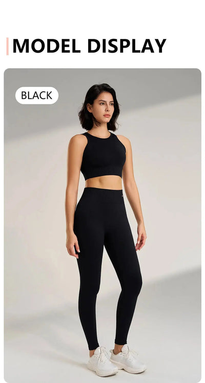 Yoga Clothing Set Women's High Waisted Leggings and Top Two Piece Seamless Fitness Exercise Clothing Fitness Workout Underwear - Mein Shop