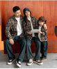 Equal Family Plaid Shirts Autumn Father Mother and Daughter Son Same Long Sleeve Tops Korean Vintage Parent-child Jacket Coat - Mein Shop