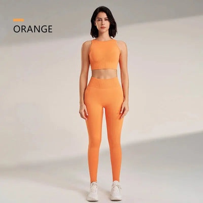 Yoga Clothing Set Women's High Waisted Leggings and Top Two Piece Seamless Fitness Exercise Clothing Fitness Workout Underwear - Mein Shop