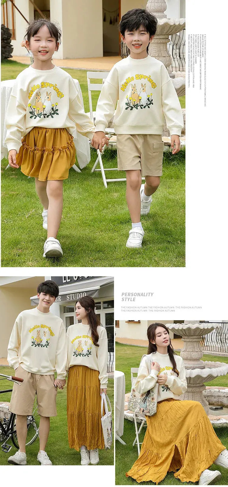 Family Matching Clothes Sets for Couple Mother and Daughter Tops Skirts Two Piece Outfits Father and Son Sweatshirts Shorts Suit - Mein Shop