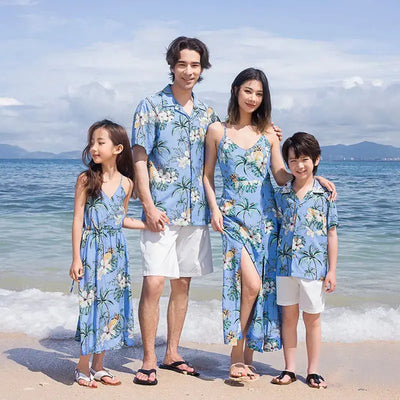 Beach Ware Clothes for Family Vacation 2025 Dad and Son Matching Shirts Oufits Sea Mom Daughter Equal Dresses Women Sexy Dress Mein Shop