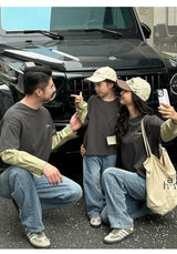 Fashion Family Long Sleeve T-shirt Parent-child Tee Korean Father Mother and Son Daughter Same Clothes Dad Mom and Baby Clothing - Mein Shop