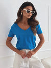 Women's Blouses T-shirt New Fashion Summer Pullover Tops White Short Sleeve Slim Fit V-Neck T-Shirt For Women Casual Clothing - Mein Shop