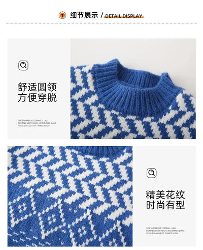Knit Sweaters for The Whole Family Knitwear Winter Father Mother and Daughter Son Children Boy Girl Knitted Long Sleeve Pullover - Mein Shop