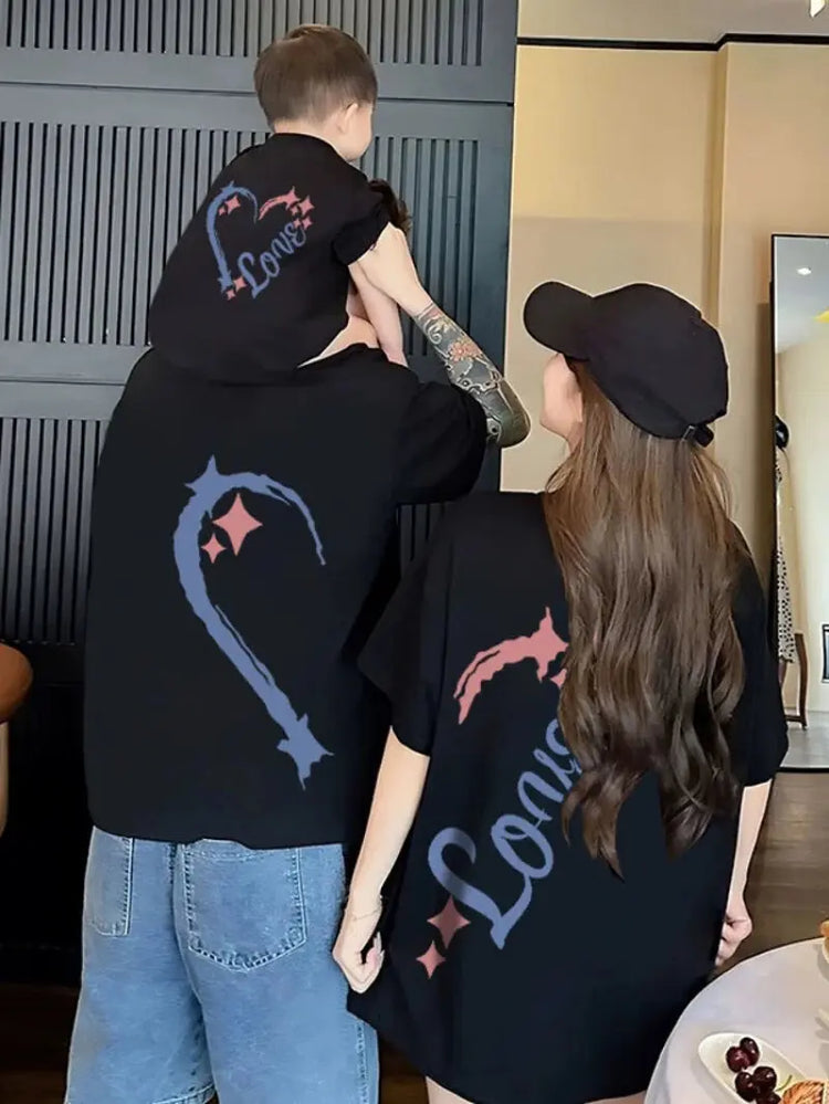 2025 new style parent-child outfits, summer T-shirts for a family of three or four, family sets, short-sleeved T-shirt tops - Mein Shop