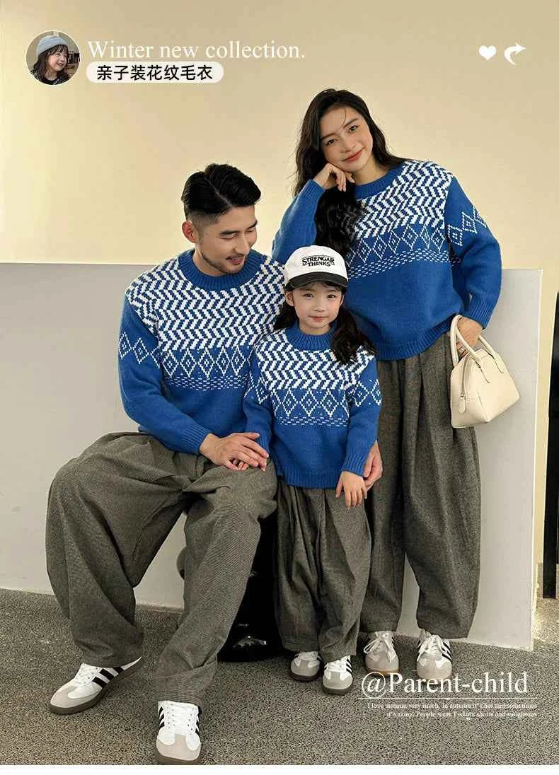 Knit Sweaters for The Whole Family Knitwear Winter Father Mother and Daughter Son Children Boy Girl Knitted Long Sleeve Pullover