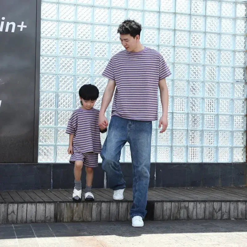 Family Look Clothes Mom and Daughter Same Dress Dad Short Sleeve T Shirts Mother and Son Kids Clothing Children Two Piece Outfit - Mein Shop