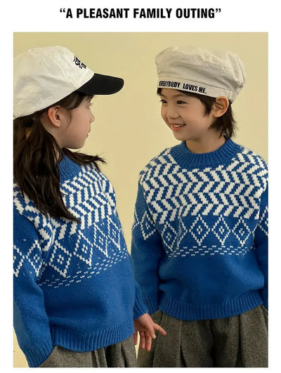 Knit Sweaters for The Whole Family Knitwear Winter Father Mother and Daughter Son Children Boy Girl Knitted Long Sleeve Pullover - Mein Shop