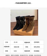 New Trend 2025 Autumn and Winter Rivet Fashion High Heel Chelsea Boots Pointed and Nude Boots High Heels Stiletto Western Boots
