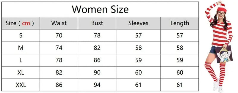 Waldo Book Week Fancy Dress Where's Wally Family Matching Parent-Child Costume Red White Stripe Shirt +Hat +Glasses Girls Boys - Mein Shop