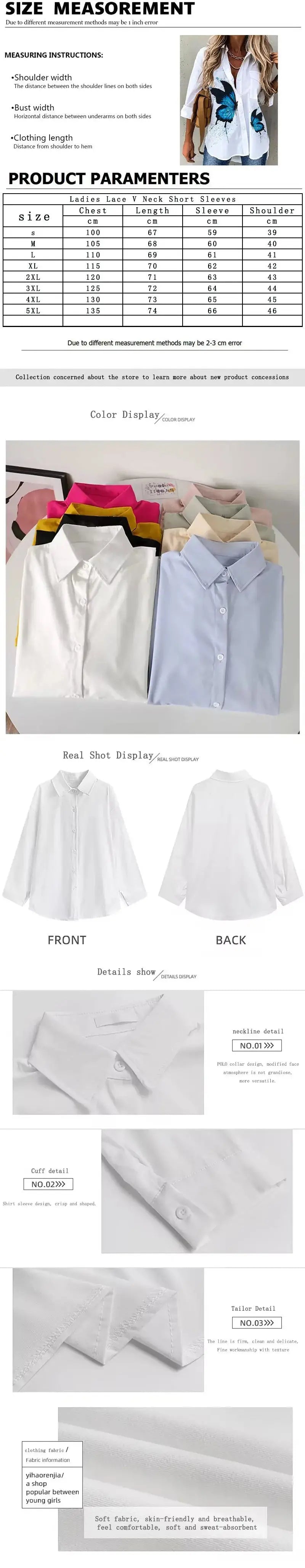 Women'S Shirt Elegant Evening Gown Women'S Plus-Size Lapel Button-Down Long-Sleeved Top Summer Fashion Hawaiian Vacation Shirt - Mein Shop